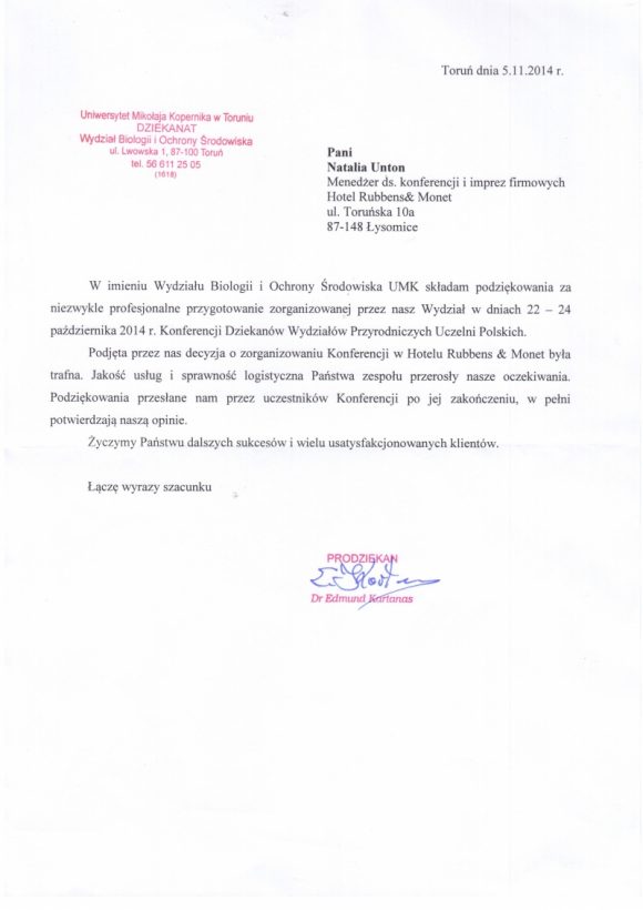 referencje wydział biologii